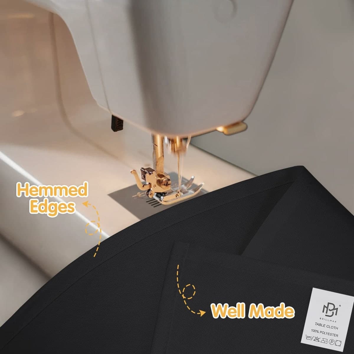 BRILLMAX 6 Pack Black Tablecloths 90 x 132 Inch for 6ft Rectangle Tables - 150 GSM Polyester Fabric, Floor Length Drop, Water, Stain & Wrinkle Resistant Cloth Cover for Wedding Reception Banquet thumbnail 4