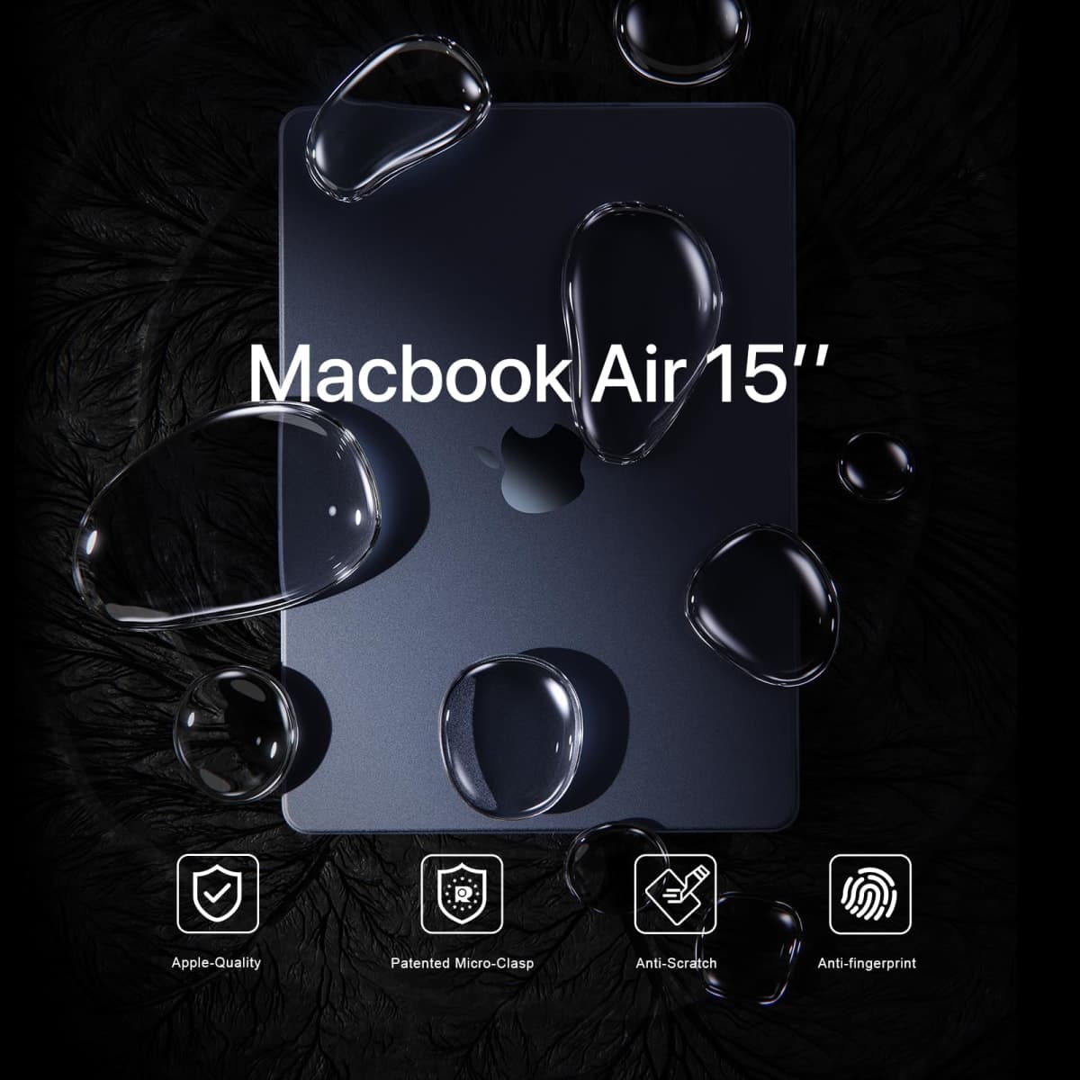 Compatible for MacBook Air 15 inch Case M5 M4-M2 2026 2025-2023 [100% Match Official Color] [Ultra Thin Armor] Protective Hard Shell Matte Cover for Laptop A3448 A3241 A3114 A2941 - Midnight Clear thumbnail 2