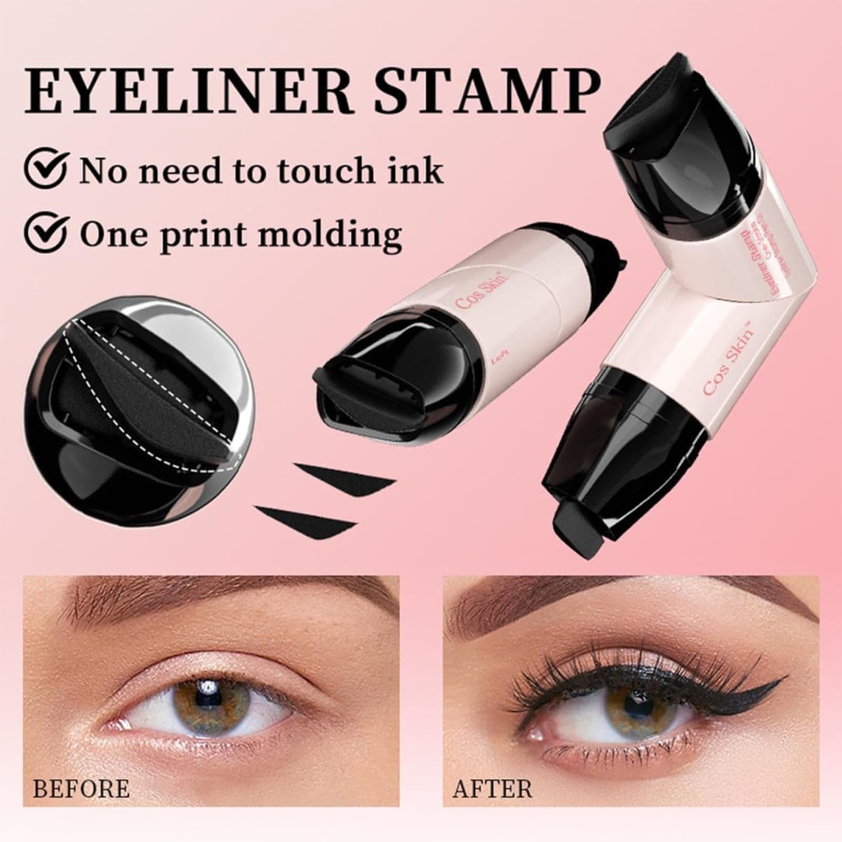 Petansy Double Headed Eyeliner Stamp 2 Colors Waterproof Long Lasting Smudge Proof Liquid Eyeliner Pen Eye Makeup Pen thumbnail 2