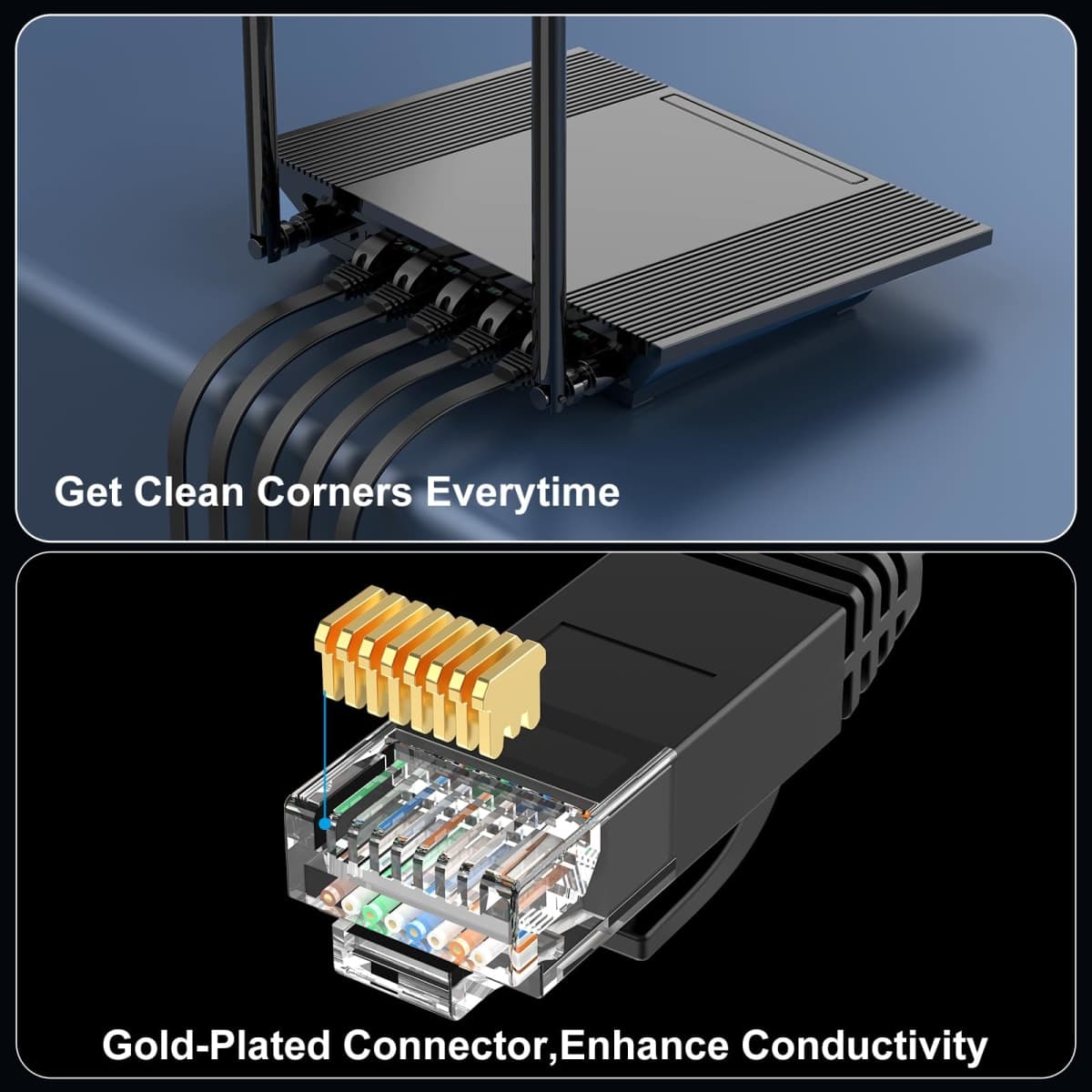 Cat 6 Ethernet Cable Black (at a Cat5e Price but Higher Bandwidth) Cat6 Flat Internet Network Cables - Ethernet Patch Cable - Short Computer LAN Cable with Snagless RJ45 Connectors (100ft) thumbnail 5
