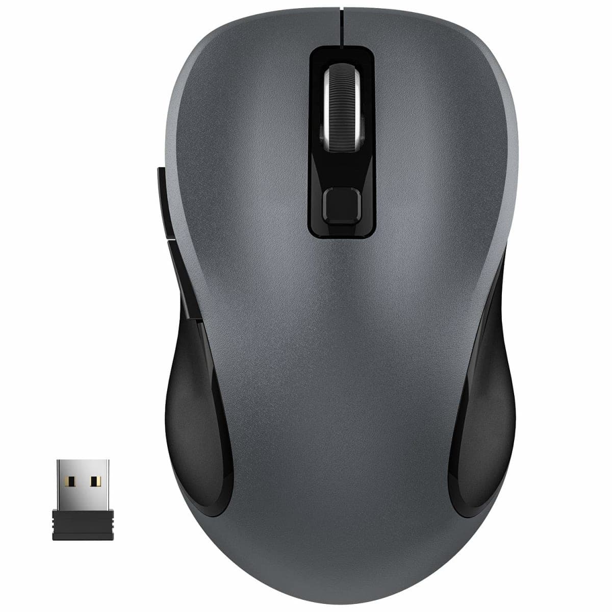 WisFox 2.4G Wireless Mouse for Laptop, Ergonomic Computer Mouse with USB Receiver and 3 Adjustable Levels, 6 Button Wireless Mice for Windows Mac PC Notebook (Grey) — image 1
