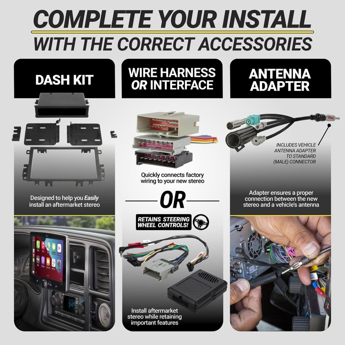 Scosche GM1598B ISO DIN with Pocket or Double Din Installation Kit for 2006-Up Chevy Impala/Tahoe thumbnail 3