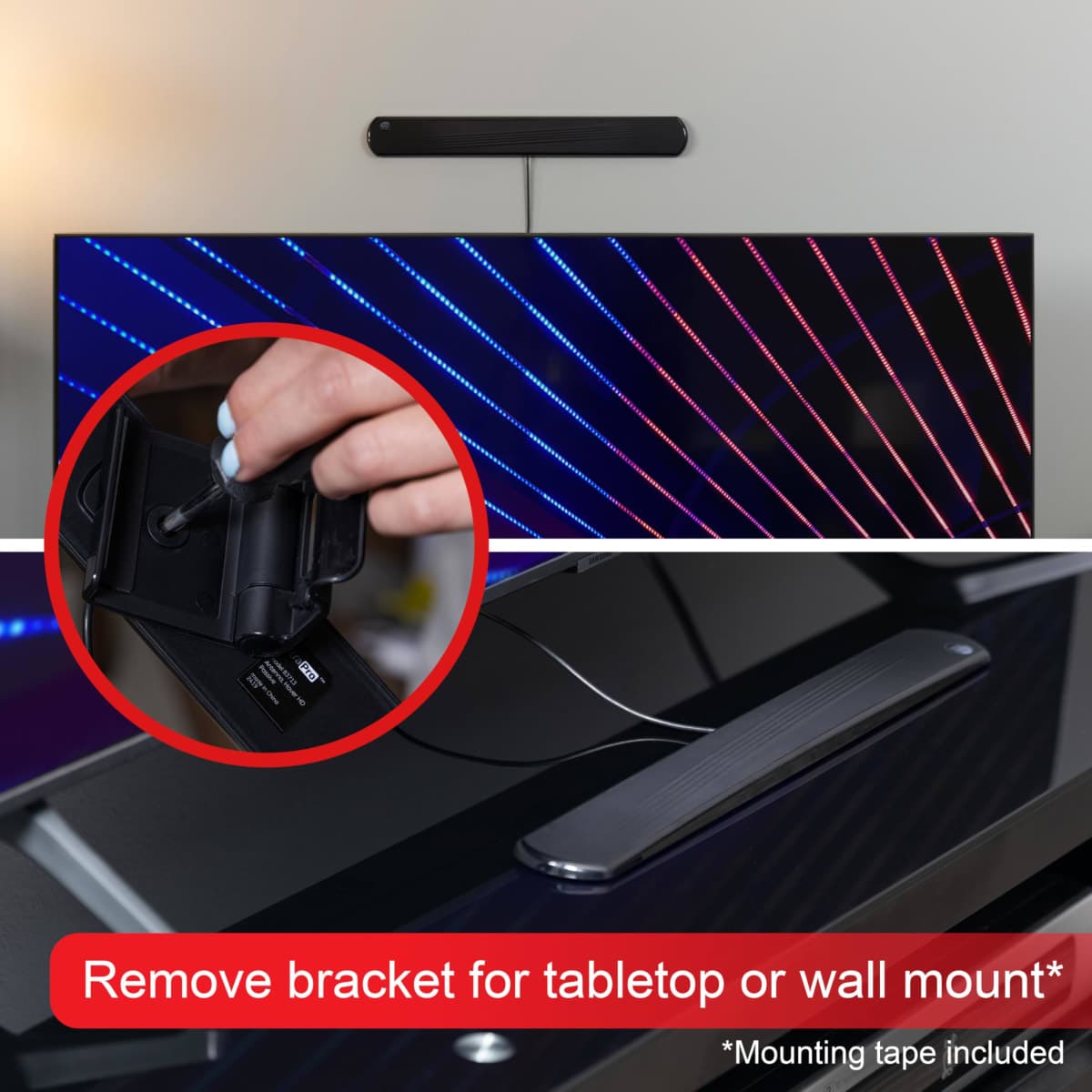 UltraPro Digital TV Antenna Indoor for Smart TV, Long Range HD Local Channels, Easy Mount on Top Design, Supports 4K 1080P HDTV VHF UHF, 360° Reception, 83713 thumbnail 5