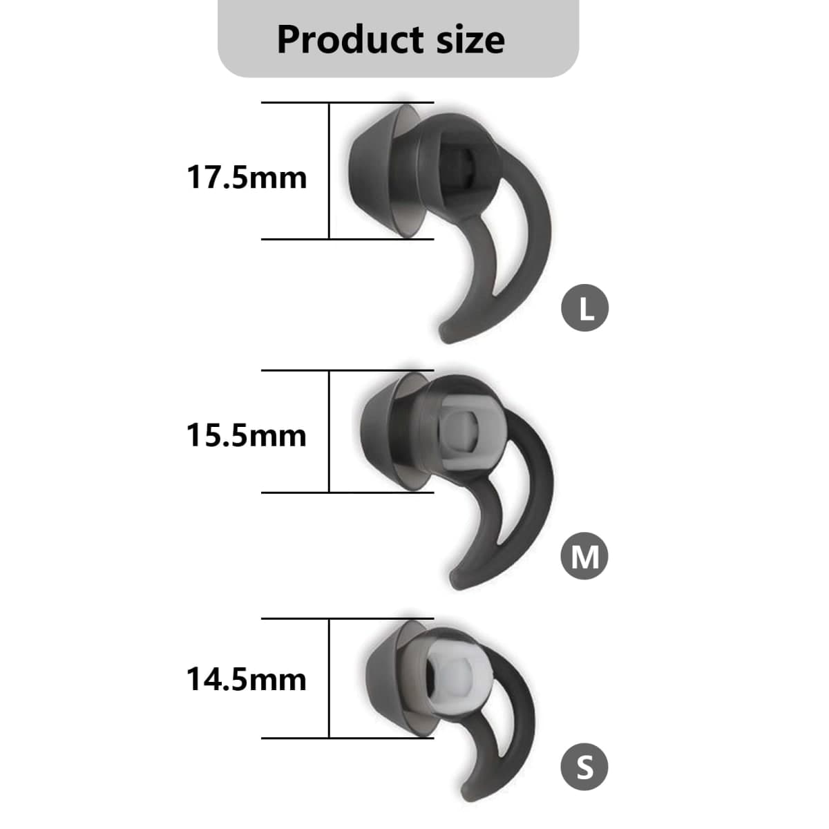 MMYQXI Replacement Earbud Tips Earbud Covers Silicone Ear Tips Compatible with Bose QC20 QC20i SoundSport SIE2i IE2 IE3 Headphone Rubber Tips Earbud Caps Large 3 Pairs thumbnail 2