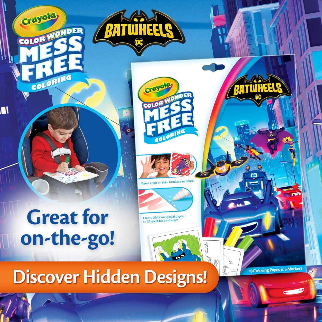 Crayola Batwheels Color Wonder Activity Set, Batman Mess Free Coloring Pages for Toddlers, Batman Gift & Toys for Kids, Stocking Stuffers thumbnail 5