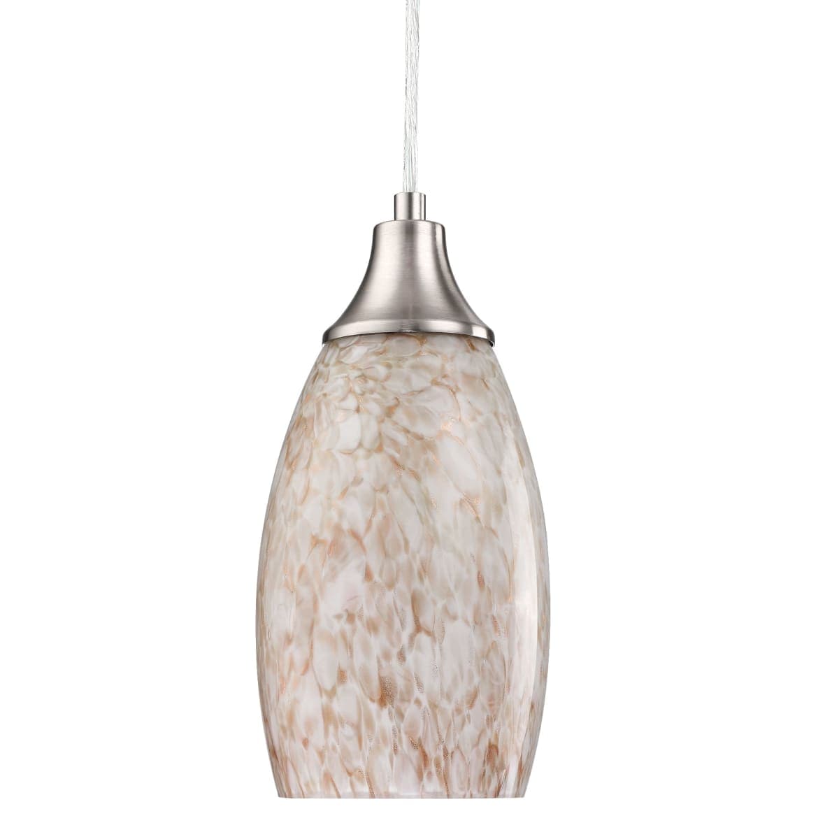 Mini Milk Glass Pendant Light,Handcrafted Beige Glass Pendant Hanging Light fixtures Small Pendant Light with Brushed Nickel Adjustable Cord for Kitchen Island,Bed Room,Hallway,Dining Room,Stairs — image 1