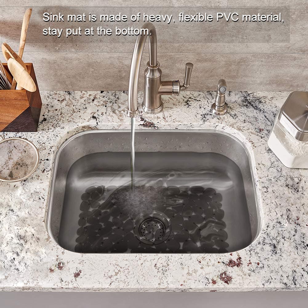 Bligli Pebble Sink Mat for Stainless Steel/Ceramic Sinks, PVC Eco-Friendly Sink Protectors for Bottom of Kitchen Sink, Dishes and Glassware, Fast Draining, 15.8 x 11.8 inch(2 Pack, Grey) thumbnail 5
