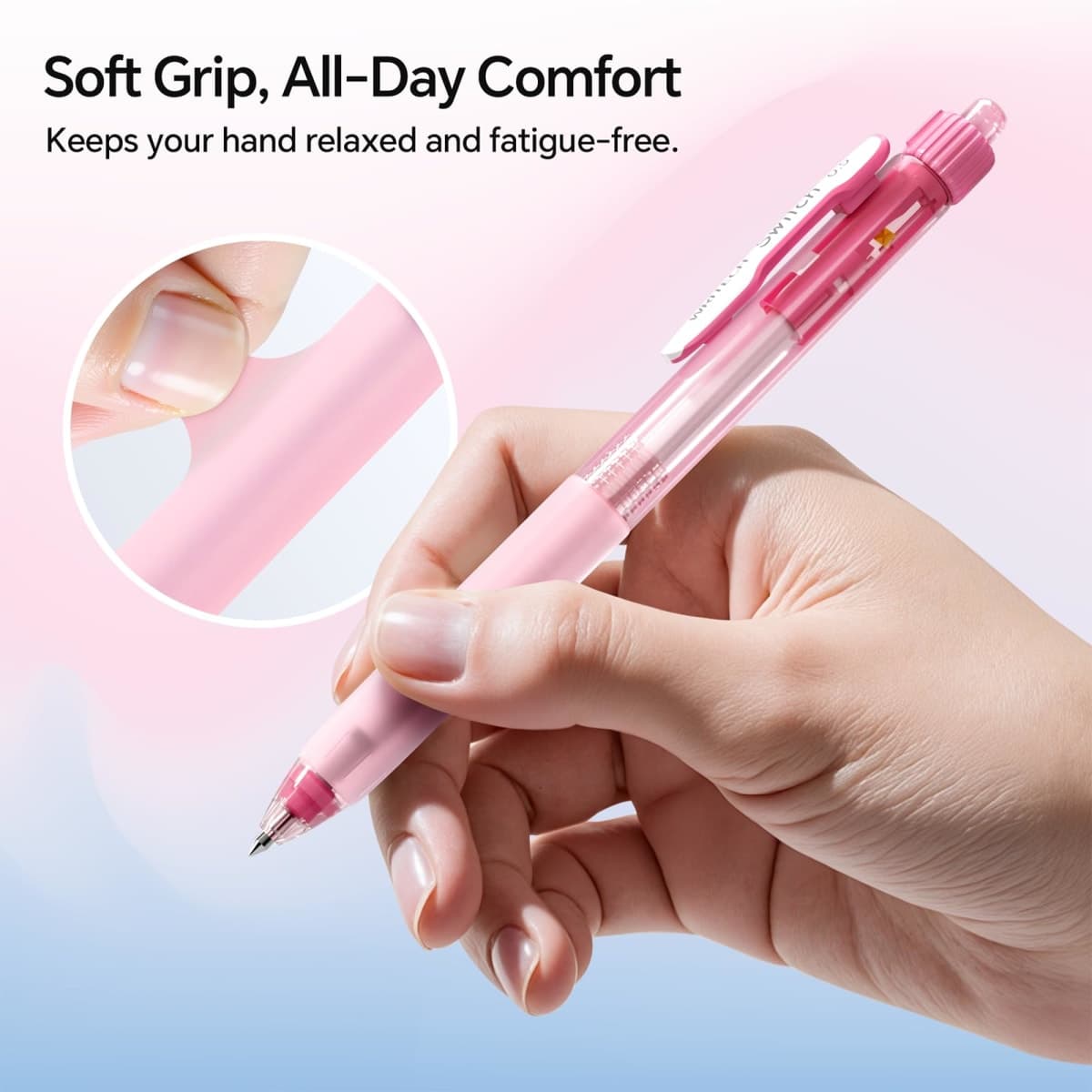 WRITECH Switch Gel Ink Pens: 0.5mm Black Ink Pen Retractable Silent and Clicky Soft Grip Fine Point Pen for Journaling Smooth Writing Quick-dry No Bleed 5ct thumbnail 4