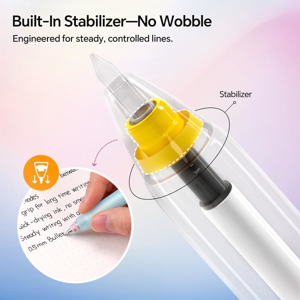 WRITECH Switch Gel Ink Pens: 0.5mm Black Ink Pen Retractable Silent and Clicky Soft Grip Fine Point Pen for Journaling Smooth Writing Quick-dry No Bleed 5ct thumbnail 5