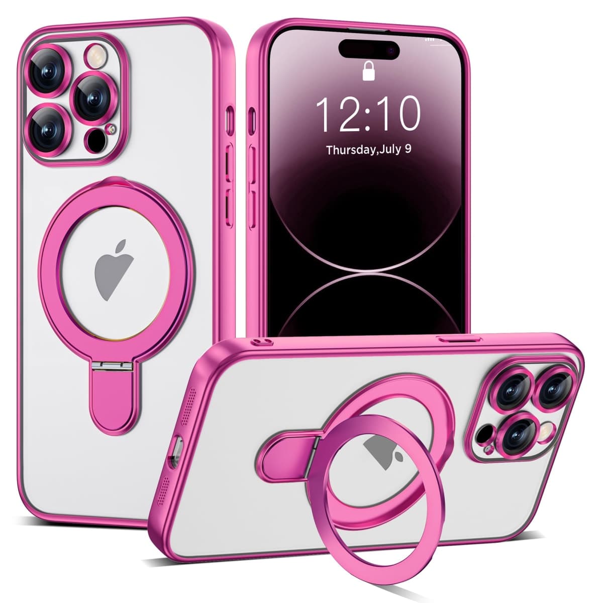 ETPESOK Compatible with iPhone 14 Pro Max Case with Magnetic Ring Stand [Compatible with Mag-Safe] [Full Camera Lens Protector] Soft Plating Clear Phone Case for iPhone 14 Pro Max 6.7", Rose — image 1