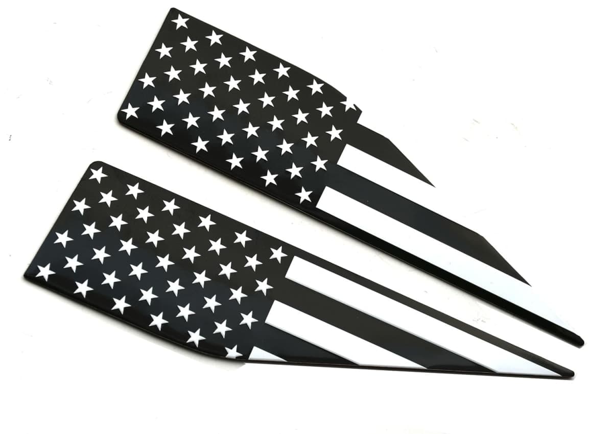 Pair Set American Flag Emblem Car Decal Compatible with 2021-2026 Ford F150 Accessories Custom Fit F150 Exterior Patch Decor Enhances Truck's Style (Black White) thumbnail 4
