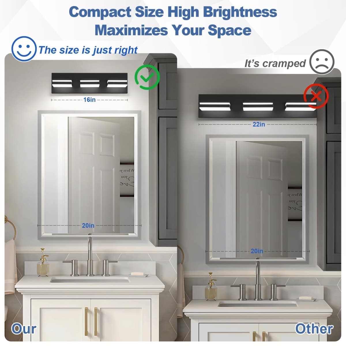 Modern LED Small Bathroom Vanity Light Fixtures 3-Light thumbnail 3