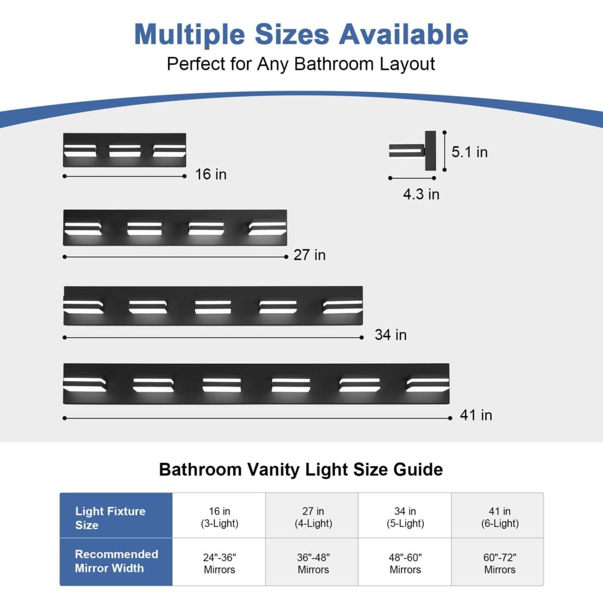 Modern LED Small Bathroom Vanity Light Fixtures 3-Light thumbnail 4