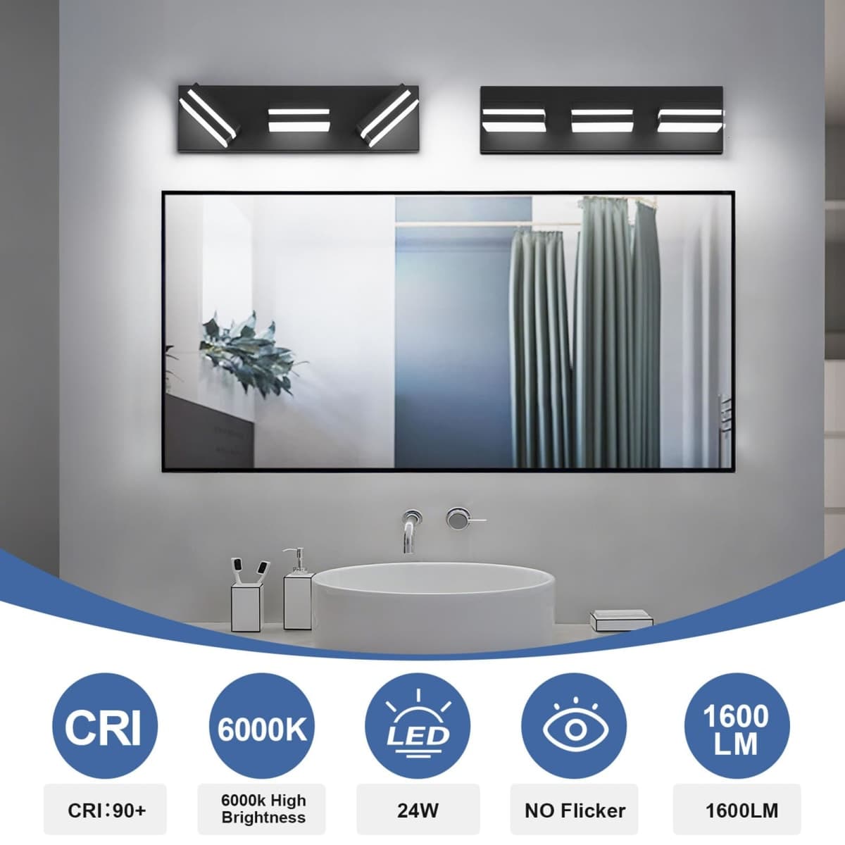 Modern LED Small Bathroom Vanity Light Fixtures 3-Light thumbnail 5