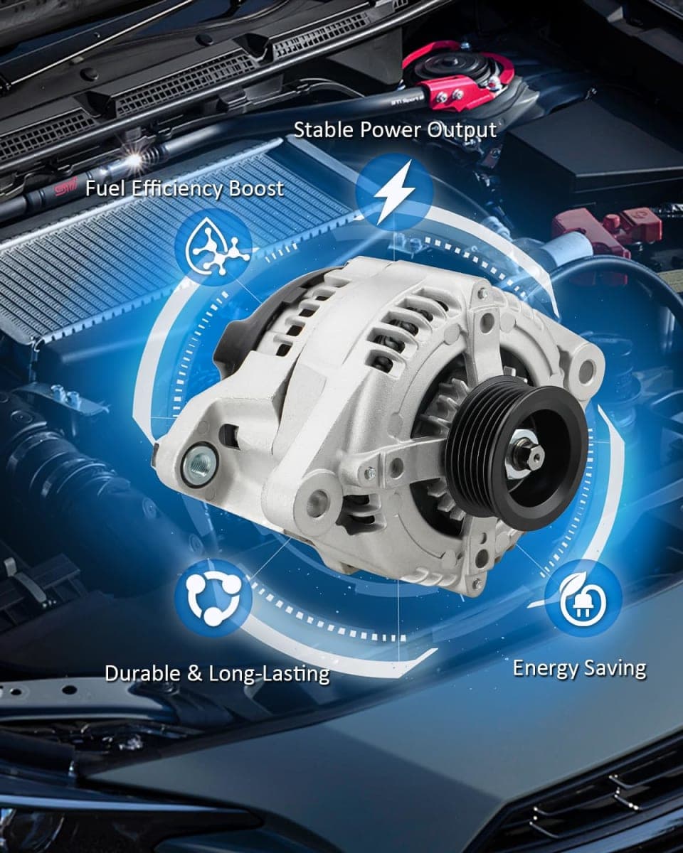 L4 150Amp New Alternator Compatible with Santa Fe Sport 2.4L 2017-2018, Sonata 2.4L 2015-2019; Kia Optima 2.4L 2016-2020, Sorento 2.4L 2015-2020 - Replaces OEM GM# 37300-2G061, 104211-8790 thumbnail 5