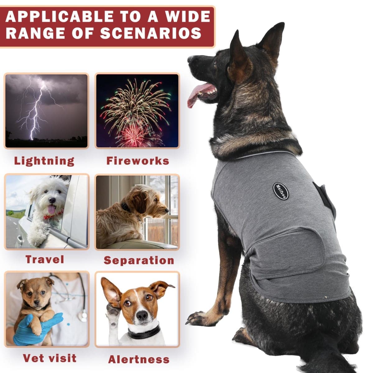 Meifsou Dog Anxiety Vest, Skin-Friendly Thunder Jacket for Dogs, Dog Calming Shirt for Thunder, Fireworks, Vet Visits and Separation - Keep Pet Calm Without Medicine & Training, Anti Anxiety for Dogs thumbnail 5