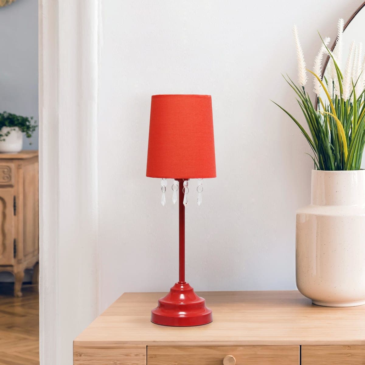 Simple Designs 17.25" Chic and Stylish Crystal Adorned Table Lamp - Red thumbnail 2