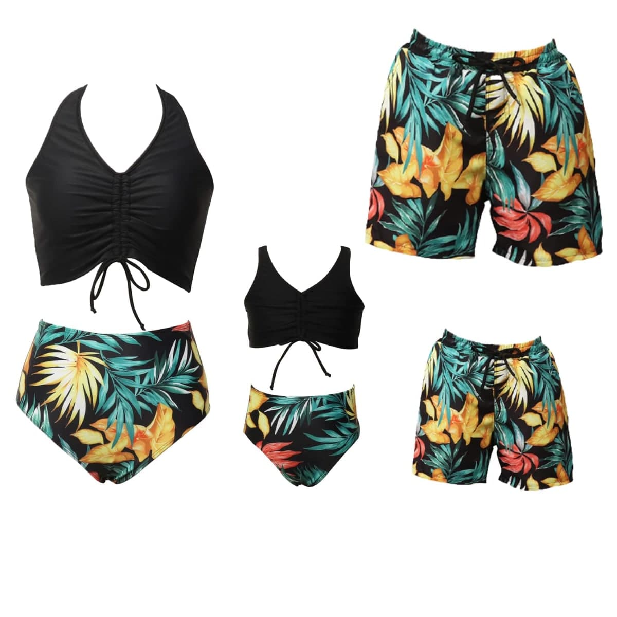 Ryuits Family Matching Swimwear, Women Bikini Set, Mother Daughter Swimsuits Father Son Trunks Bathing Suit, Black, Medium — image 1
