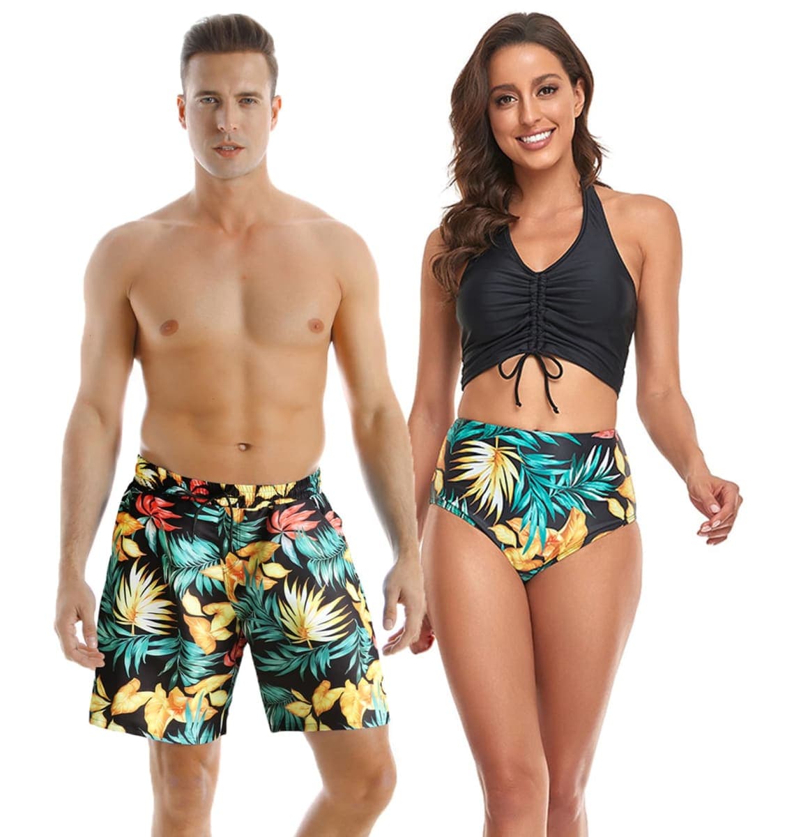 Ryuits Family Matching Swimwear, Women Bikini Set, Mother Daughter Swimsuits Father Son Trunks Bathing Suit, Black, Medium thumbnail 2