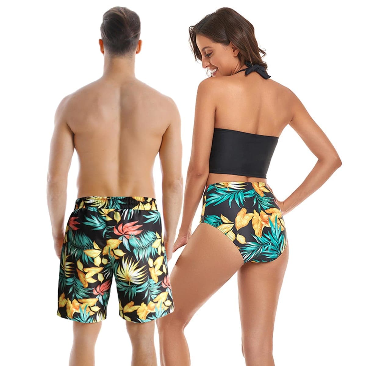 Ryuits Family Matching Swimwear, Women Bikini Set, Mother Daughter Swimsuits Father Son Trunks Bathing Suit, Black, Medium thumbnail 3