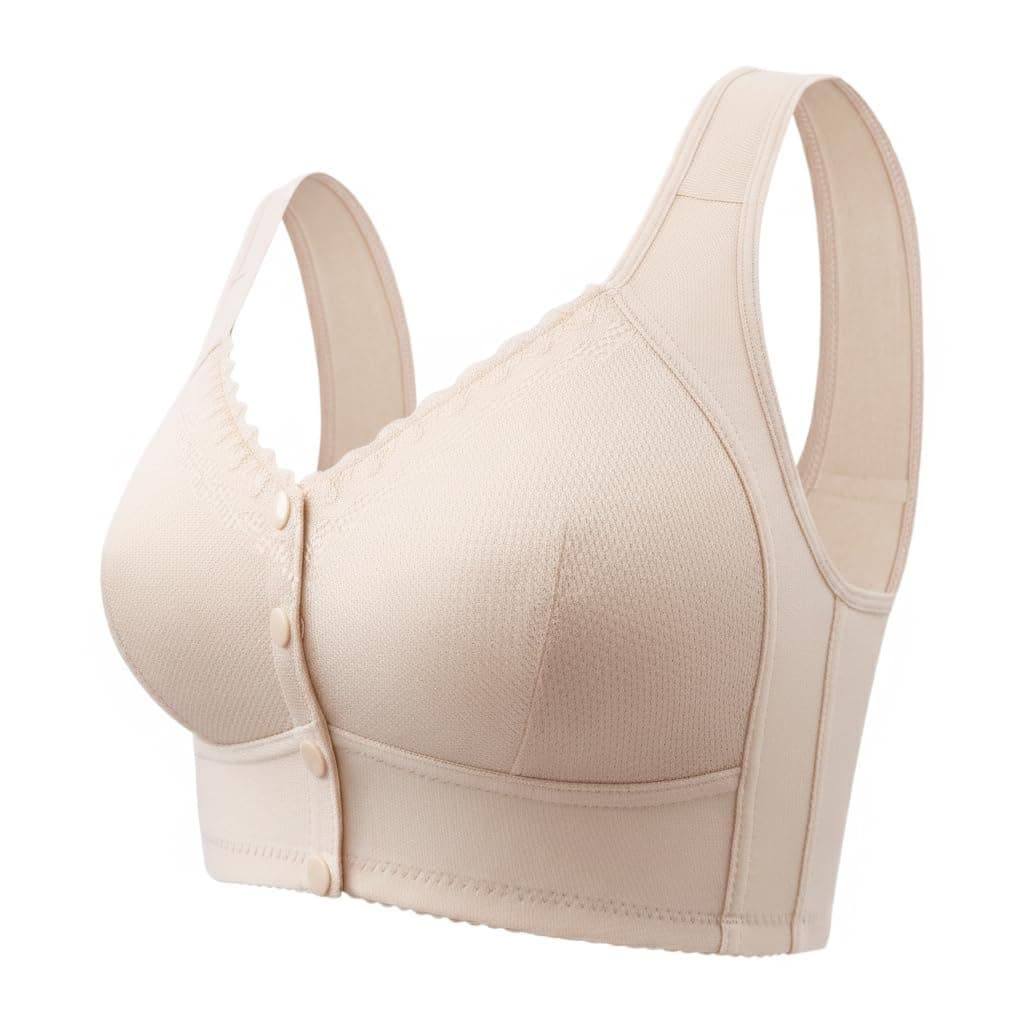Bras for Women No Underwire Comfortable Full Coverage Front Closure Bralettes Wireless Wirefree Moona Bras, Apricot, 40C — image 1