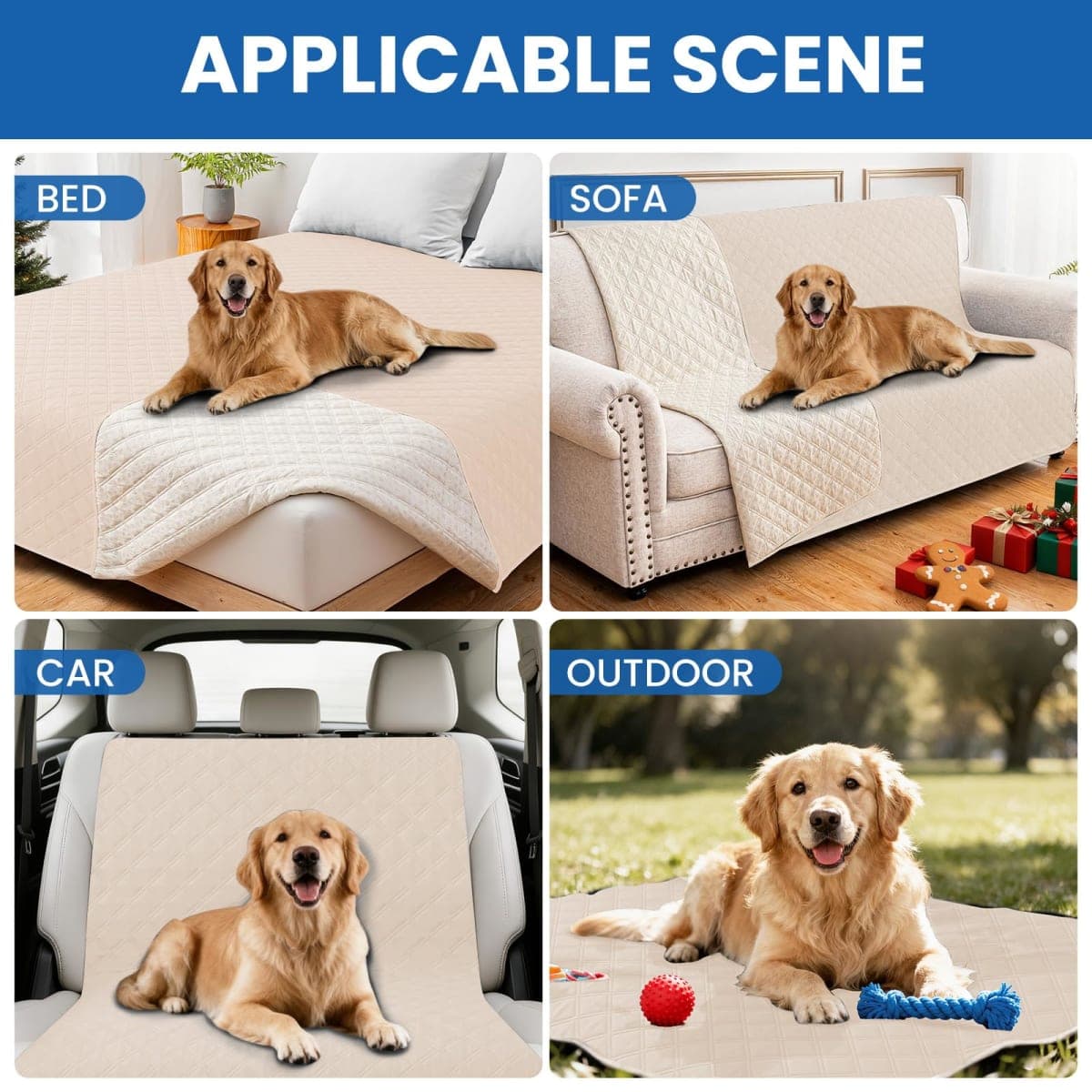 CYCMACO Waterproof Dog Blanket, Non-Slip Soft Pet Bed Cover, Couch Cover for Dogs Washable, Protects Sofa, Furniture, Crate, Car, Tear Resistant Leakproof Pet Blanket (30x70 Inch, Beige) thumbnail 5