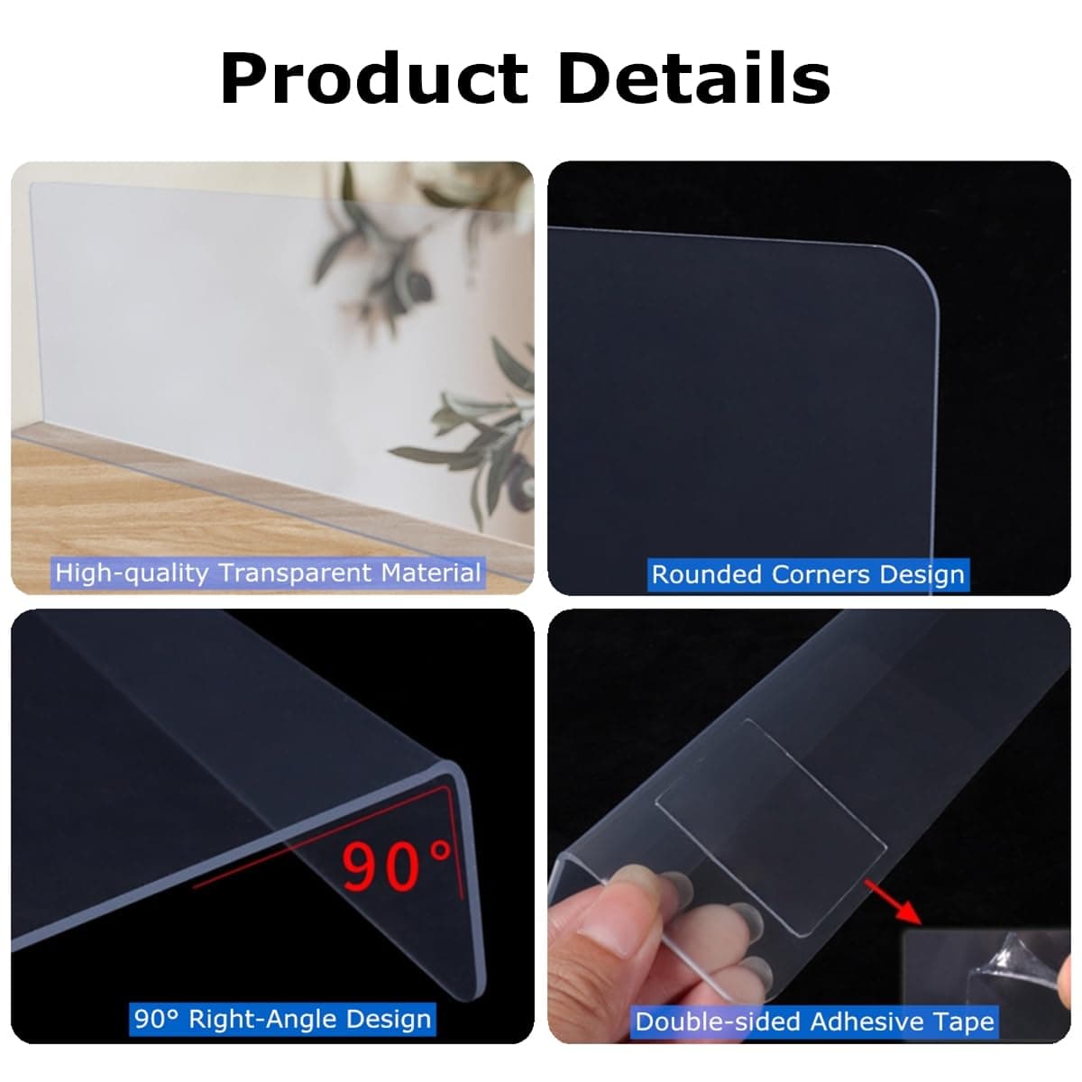 BiJun Laundry Guards for Washer and Dryer Clear Laundry Guard with Transparent Adhesive, Laundry Fence Guard Keeps Dryer Countertop Clean, Laundry Room Accessories Fits Most Washer Dryer thumbnail 4