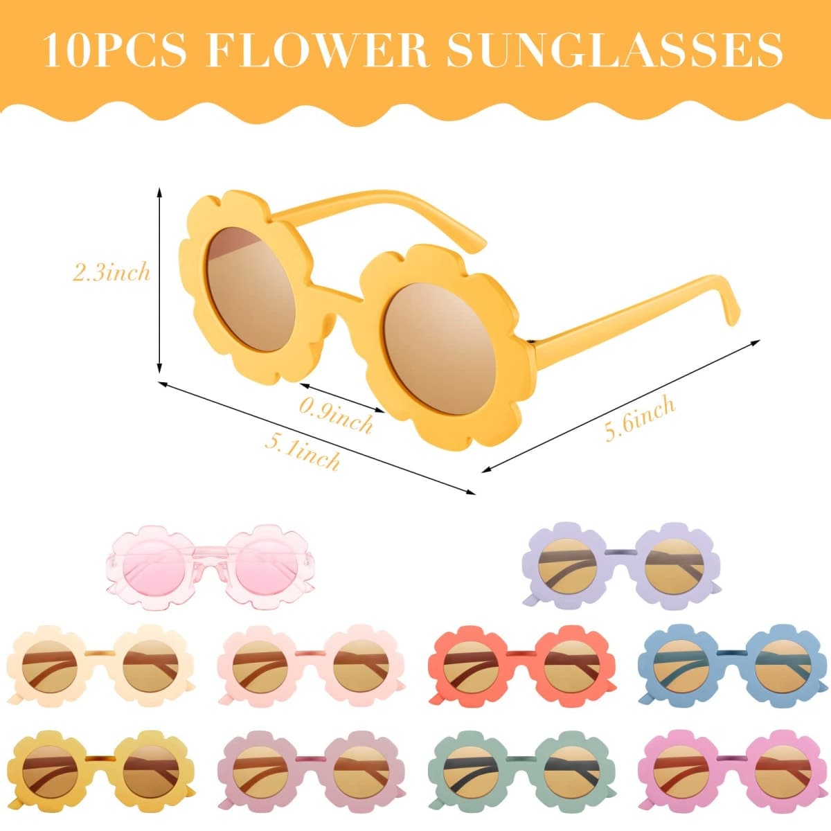 Groovy Retro Flower Sunglasses Headbands Party Favors Daisy Flower Costume Accessories Set 60s 70s Party Gifts for Kids (20 Pcs) thumbnail 3