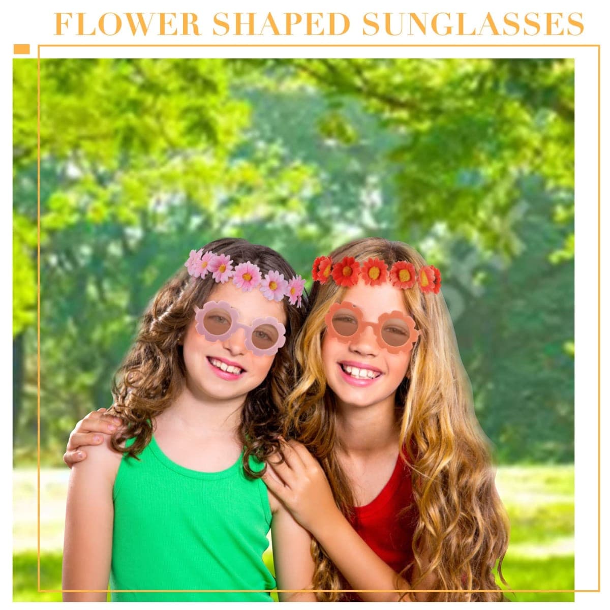 Groovy Retro Flower Sunglasses Headbands Party Favors Daisy Flower Costume Accessories Set 60s 70s Party Gifts for Kids (20 Pcs) thumbnail 5