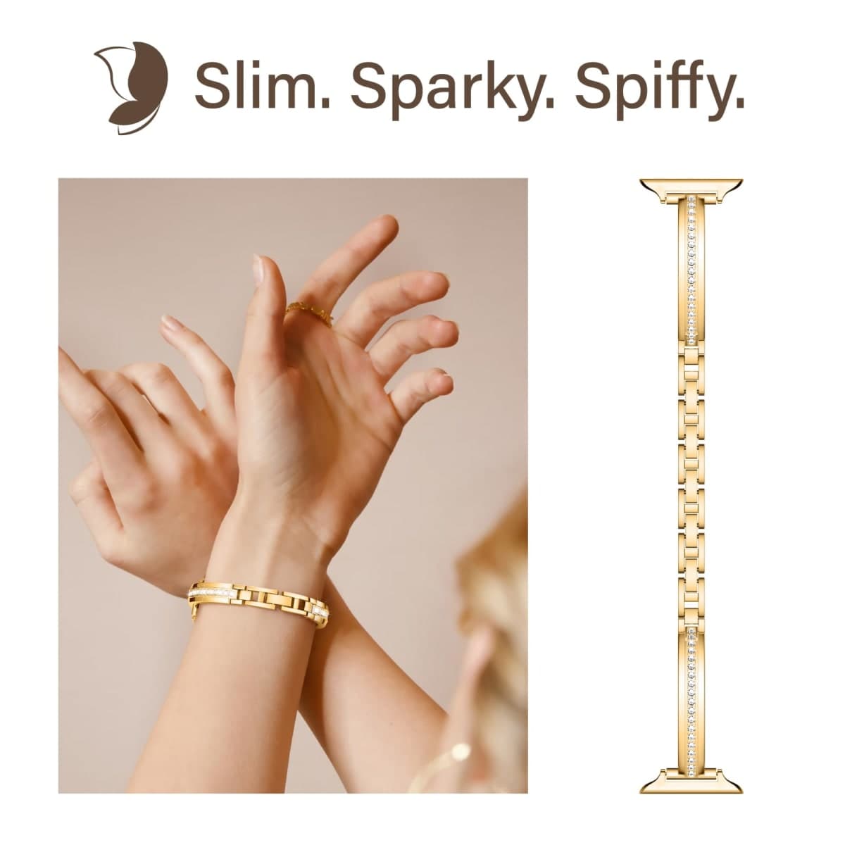 Missair Bands Compatible with Apple Watch Band 38mm 40mm 41mm 42mm 44mm 45mm 46mm 49mm for Women, Slim Metal Dressy Jewelry Bracelet with Bling Diamond for iWatch Series 11 10 9 8 7 6 5 4 3 SE Ultra thumbnail 3