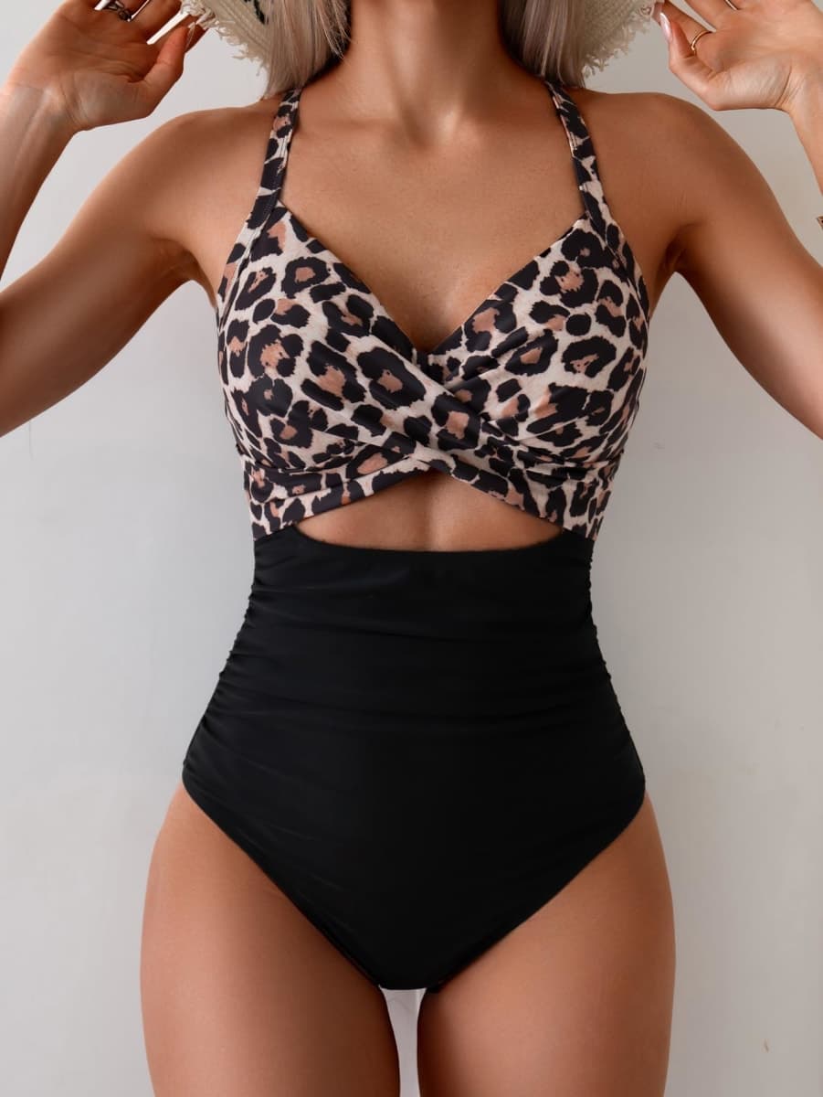 Eomenie Women's One Piece Swimsuits Tummy Control Cutout High Waisted Bathing Suit Wrap Tie Back 1 Piece Swimsuit thumbnail 4