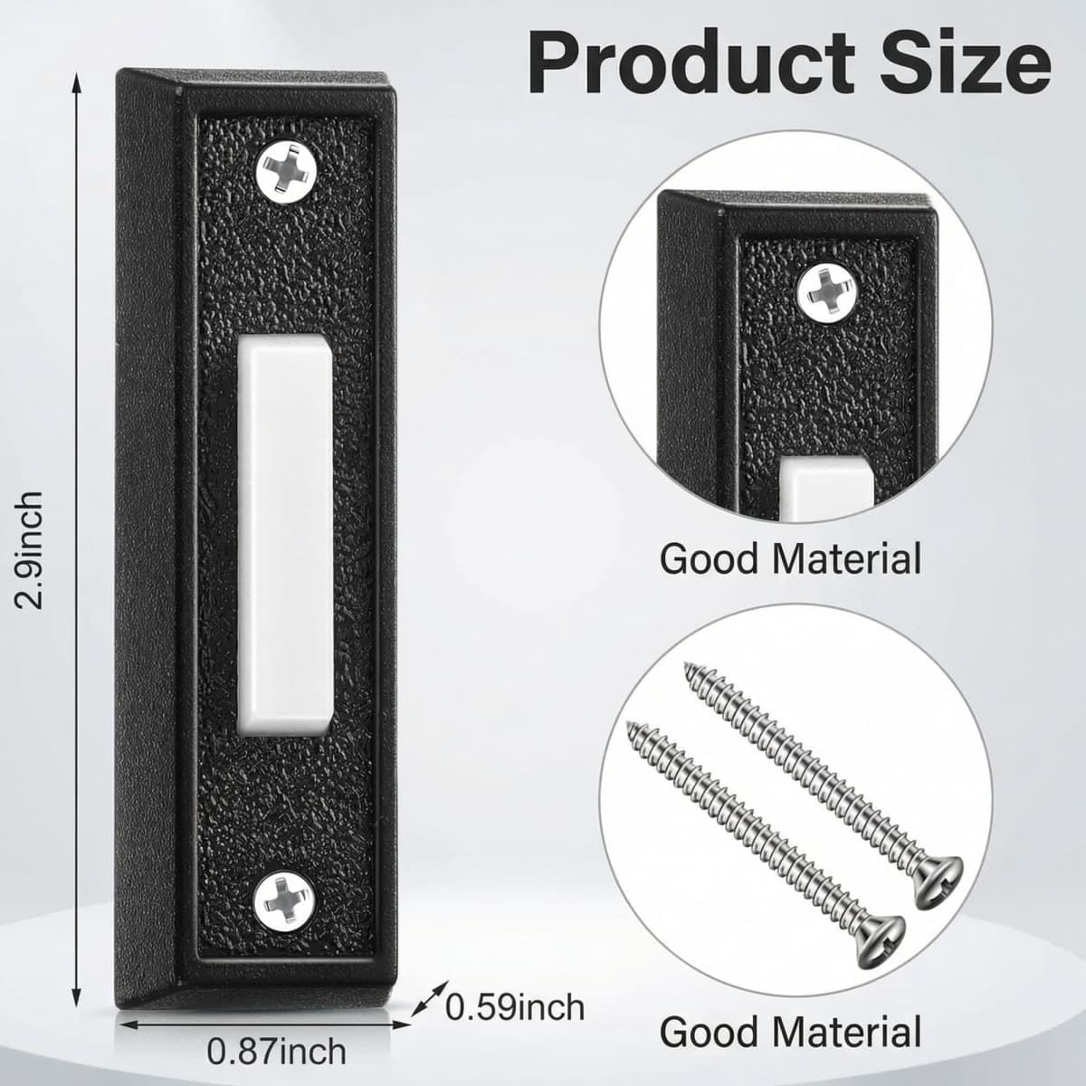 Saillong Cool White Doorbell Button, Lighted Wired Door Bell Push Buttons LED Door Chime, Wall Mounted Door Opener Switch (Black, 1 Pack) thumbnail 2