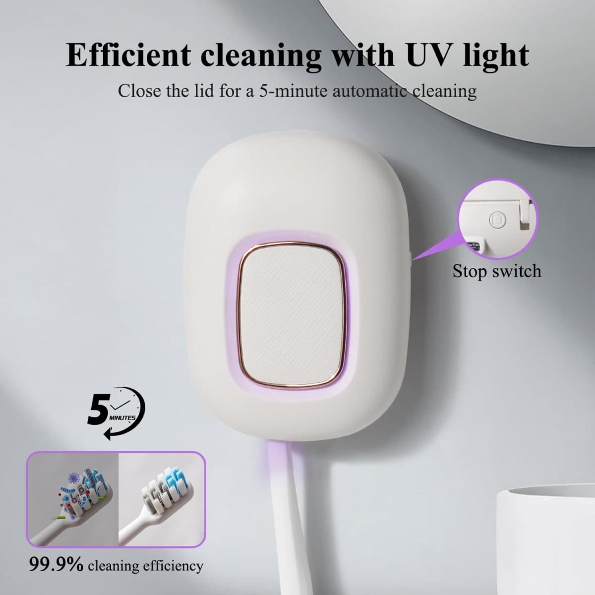 ELMWAY Toothbrush Case, Toothbrush Covers with Holder,Rechargeable Portable Toothbrush Cleaner Case thumbnail 2