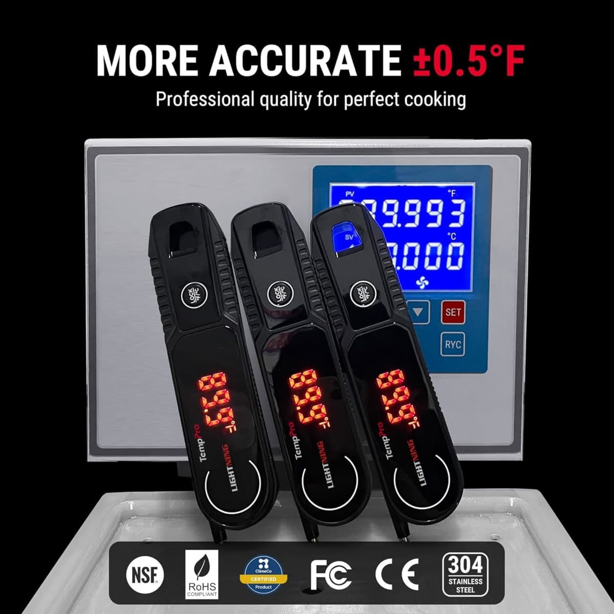 TempPro Lightning 0.5 Sec Instant Read Meat Thermometer, Kitchen Food Thermometer with 180° Rotating Display, IP67 Waterproof Cooking Thermometer for Oil Smoker BBQ Grill (Previously ThermoPro) thumbnail 2