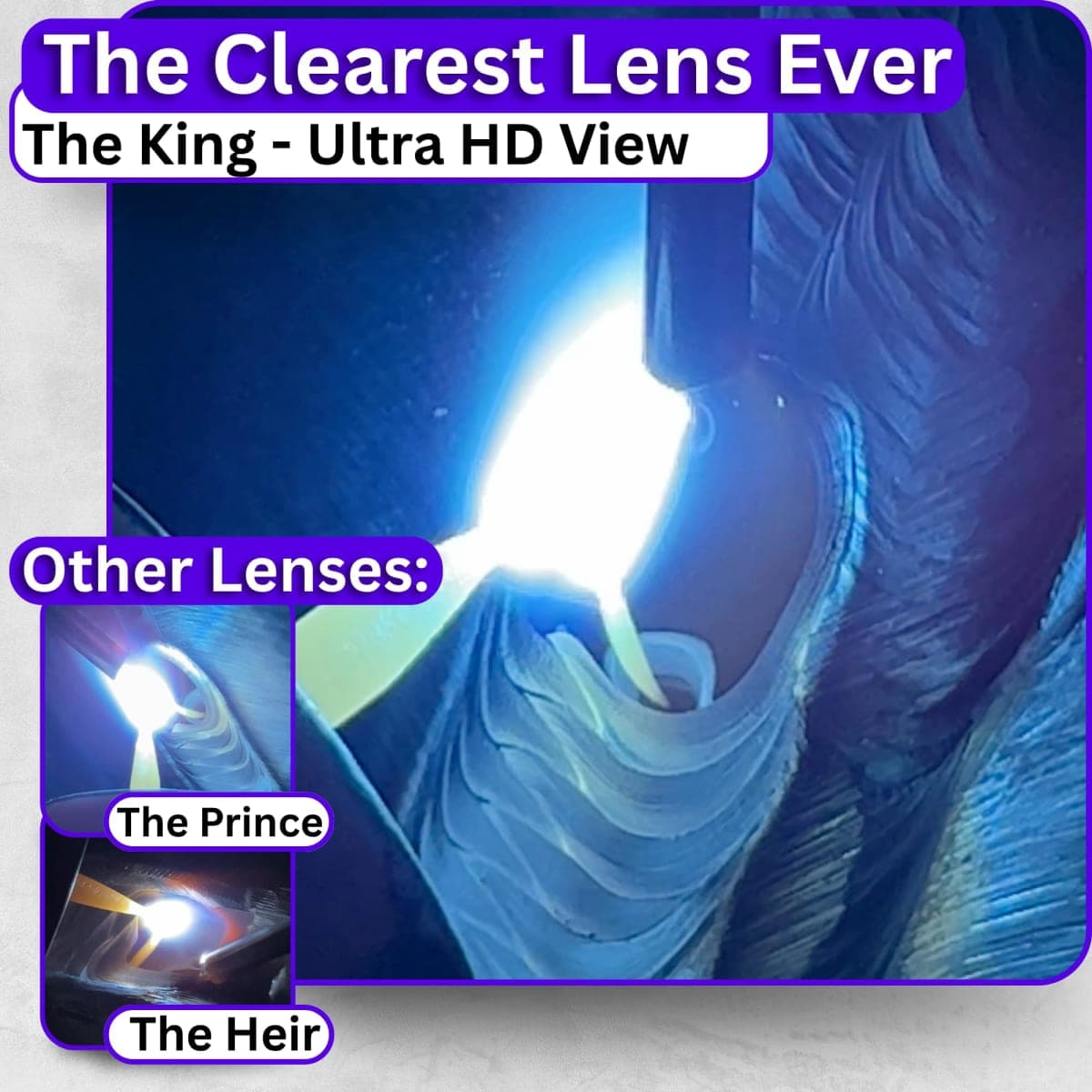 The King Single 1.0 | Shade 10 Gold Auto Darkening Welding Lens | 2" x 4 1/4" x 0.2" | Darkens Automatically And Ultra Clear | Gold Front - Deep Blue Weld View | Ridge Products Royal Series thumbnail 2