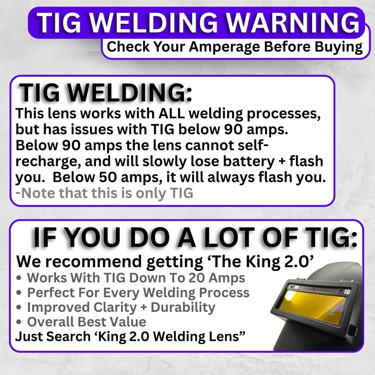 The King Single 1.0 | Shade 10 Gold Auto Darkening Welding Lens | 2" x 4 1/4" x 0.2" | Darkens Automatically And Ultra Clear | Gold Front - Deep Blue Weld View | Ridge Products Royal Series thumbnail 3