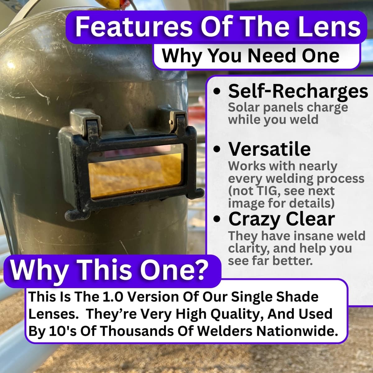 The King Single 1.0 | Shade 10 Gold Auto Darkening Welding Lens | 2" x 4 1/4" x 0.2" | Darkens Automatically And Ultra Clear | Gold Front - Deep Blue Weld View | Ridge Products Royal Series thumbnail 4
