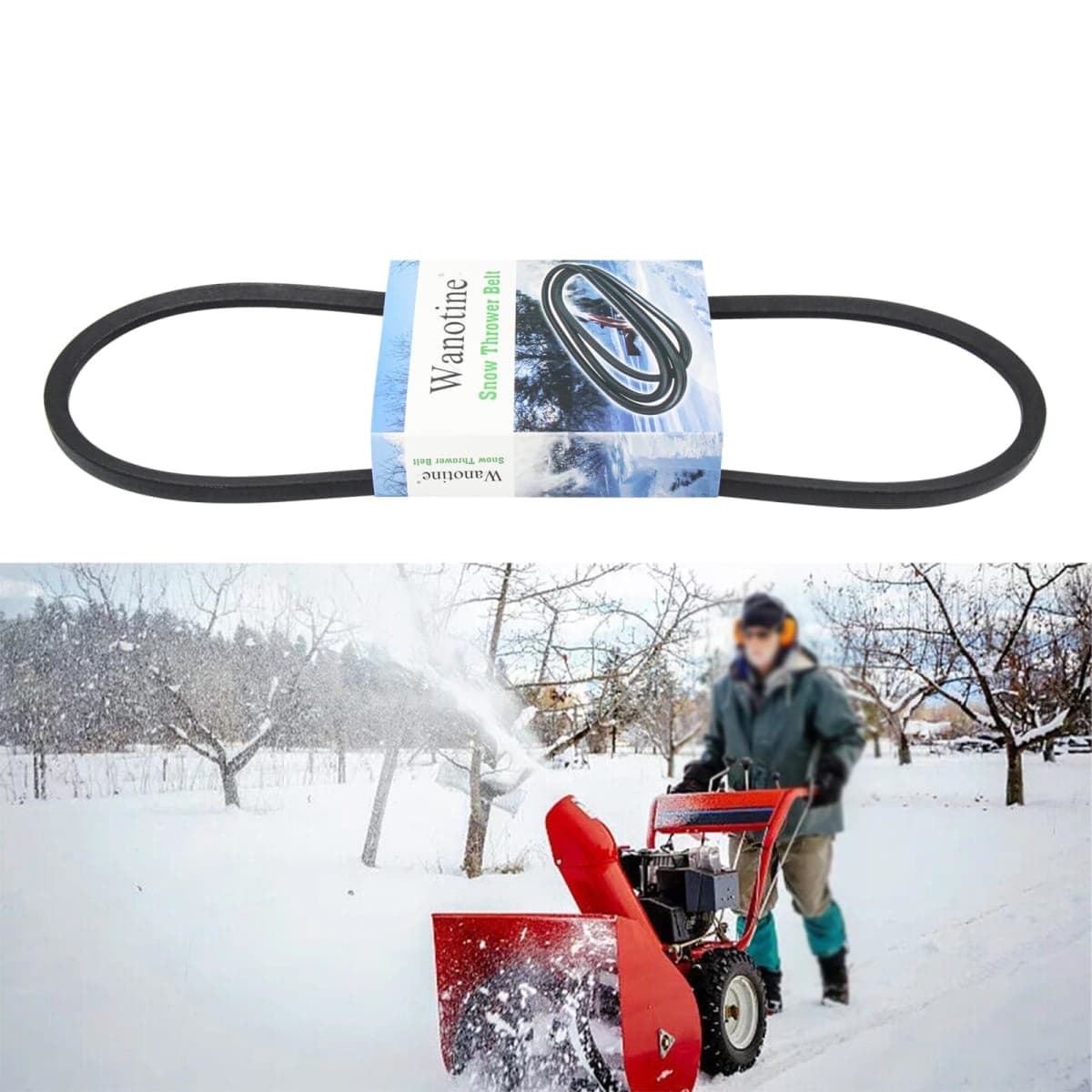 Wanotine Snow Blower Drive Belt 954-04201A Replaces MTD, Cub Cadet, Troy-Bilt, Craftsman, Yard Machines 954-04201, 754-04201, 754-04201A Snow Thrower Drive Belt (3/8" x 36") thumbnail 3