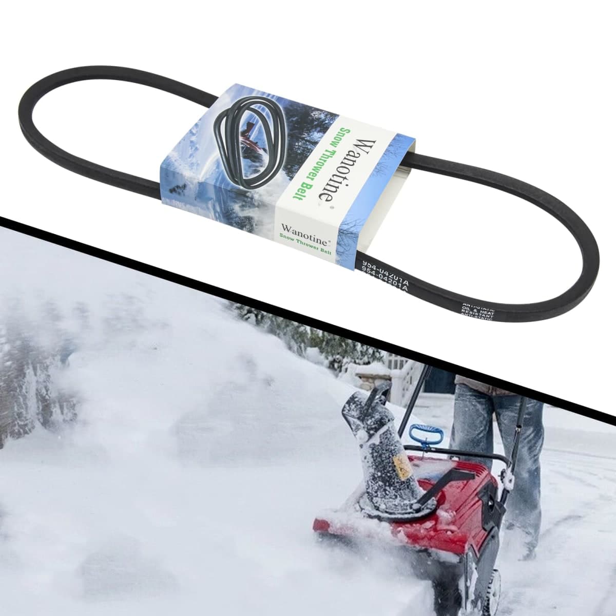 Wanotine Snow Blower Drive Belt 954-04201A Replaces MTD, Cub Cadet, Troy-Bilt, Craftsman, Yard Machines 954-04201, 754-04201, 754-04201A Snow Thrower Drive Belt (3/8" x 36") thumbnail 4