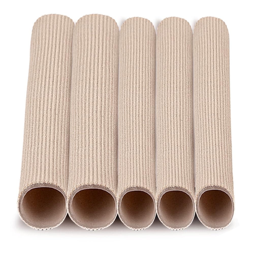5 Pcs Toe Tubes, Toe Cushion Tube Soft Gel Corn Pads Protectors Relieve for Corns, Blisters, Calluses, Toes and Fingers Separators Protectors for Men and Women Toe Health (L (5pcs/Pack)) thumbnail 2