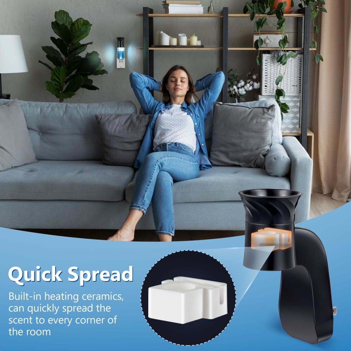 Hohean 2 Pcs Wall Fragrance Plug with Night Light Compatible with Bath and Body Works WallFlower Refills (No Fragrance Included), ETL Certified, Rotatable Scent Control Plug for Home/Office (Black) thumbnail 3