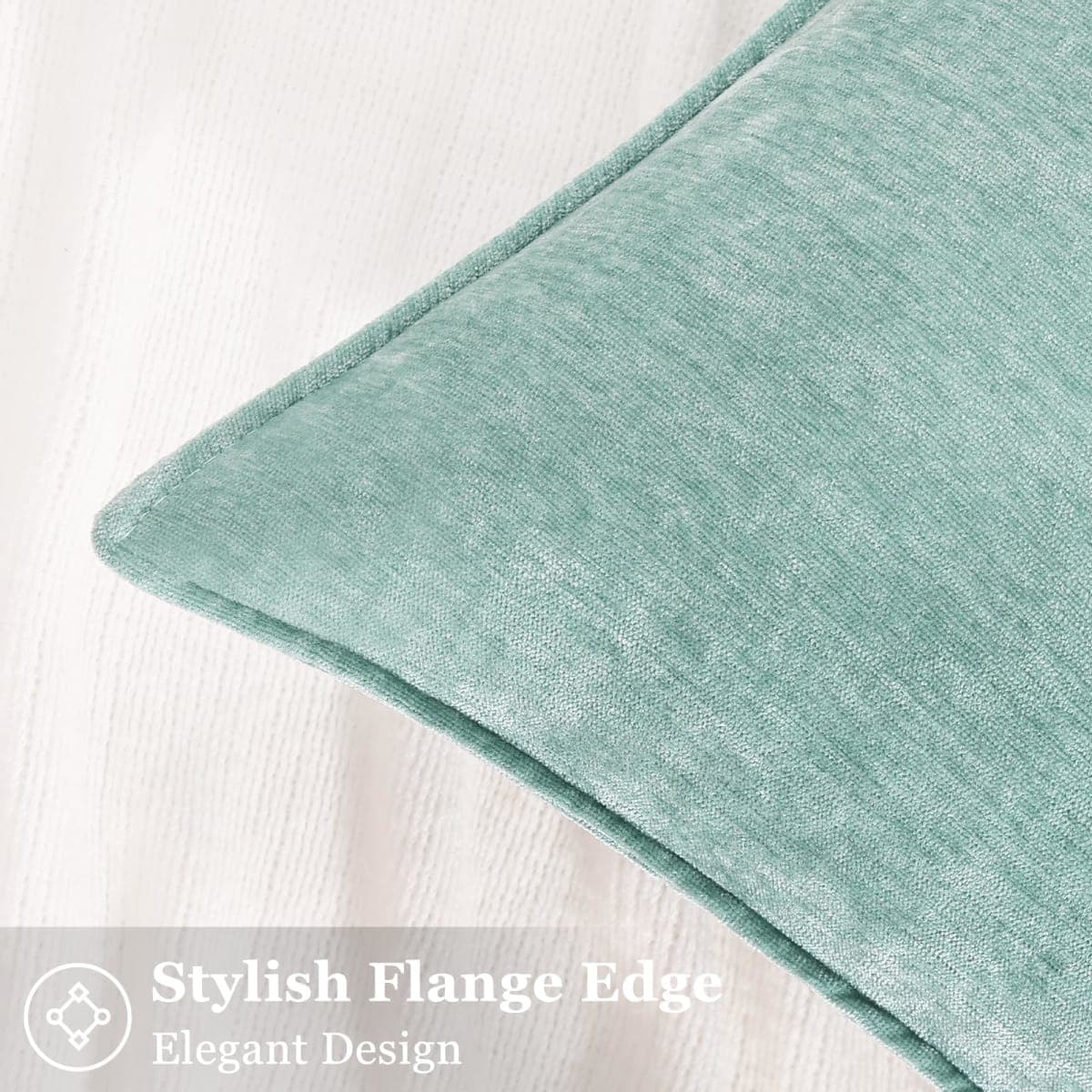 decorUhome Summer Couch Throw Pillow Covers 12x20 Set of 2, Decorative Soft Velvet Modern Cozy Chenille Lumbar Pillow Cases with Elegant Design for Sofa Bed Living Room Home Decor, Aqua Haze thumbnail 3
