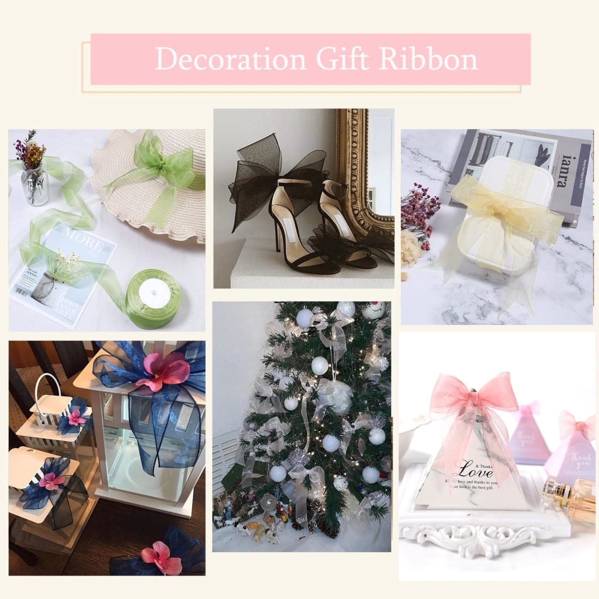 Sentoyou White Ribbon for Gifts Wrapping, 1 inch 50Yard Sheer Organza Ribbon, Gift Wrap Ribbon, Chiffon Fabric Ribbon for Wedding, Crafts, Flower Bouquet, Decoration, Present thumbnail 3