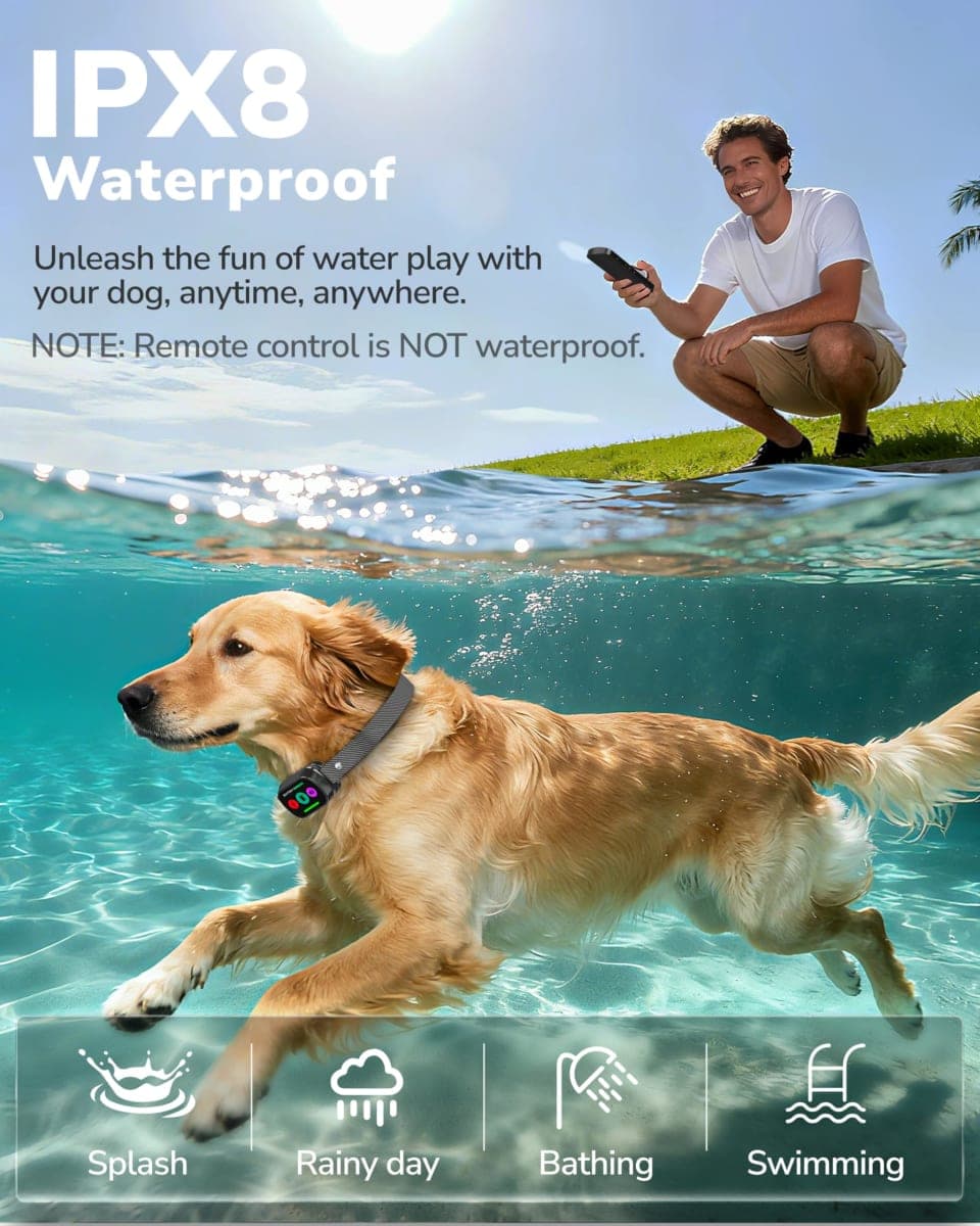 Canivix Dog Shock Collar with Remote Control, 3300FT Dog Training Collar with Beep/Vibration/Shock, Security Lock, IPX8 Waterproof Ecollar Rechargeable for Medium Large Dogs thumbnail 4