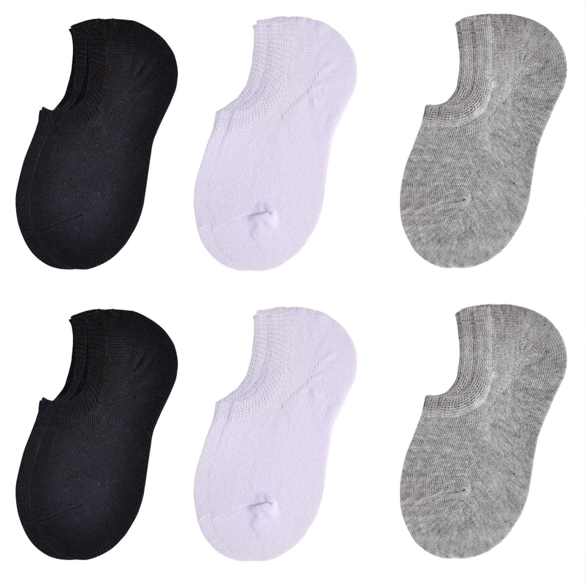 JORMATT Toddler No Show Socks Little Girls Boys Cotton Socks Anti Slip Low Cut Ankle Socks With Grips (6-12 Pairs), 6 Pairs, Black+white+grey, 3-4T — image 1