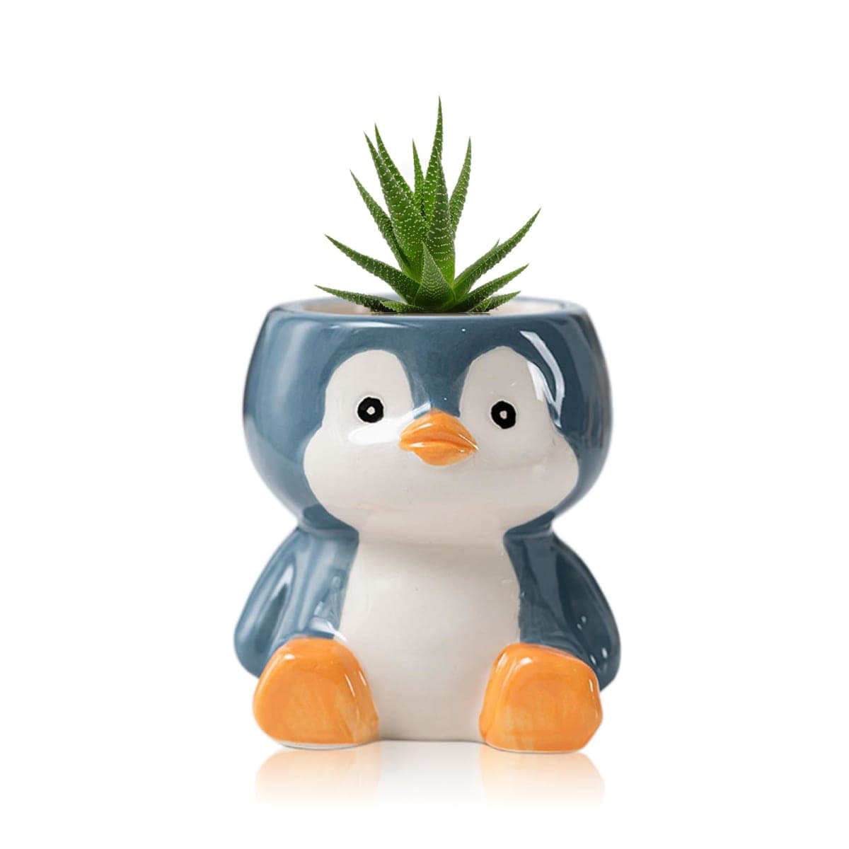 DIYOMR Cute Penguin Planter, Mini Ceramic Animal Shaped Succulent Flower Pot, Indoor Air Plants Holder, Small — image 1