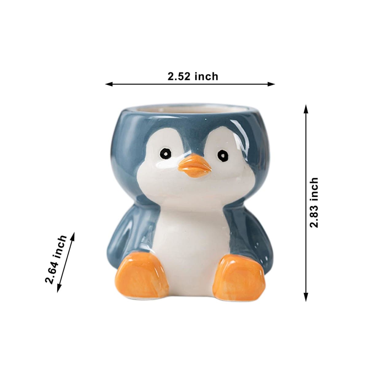 DIYOMR Cute Penguin Planter, Mini Ceramic Animal Shaped Succulent Flower Pot, Indoor Air Plants Holder, Small thumbnail 3