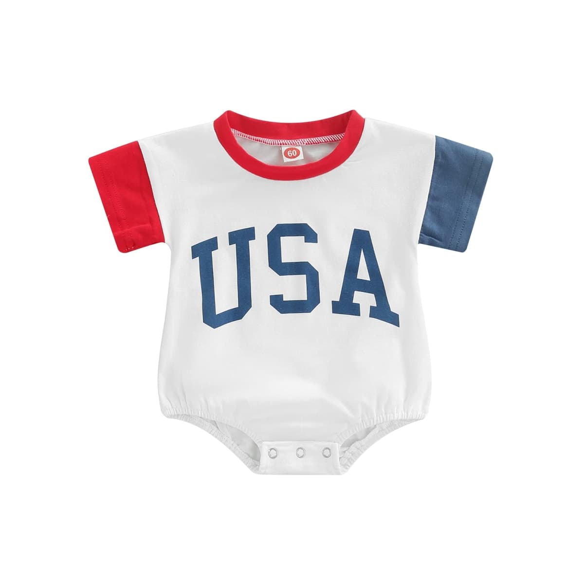 Baby 4th of July Outfit Boy Girl Infant Toddler Vintage USA T Shirts Oversized Romper Onesie Retro Clothes, Usa Romper, 9-12 Months — image 1
