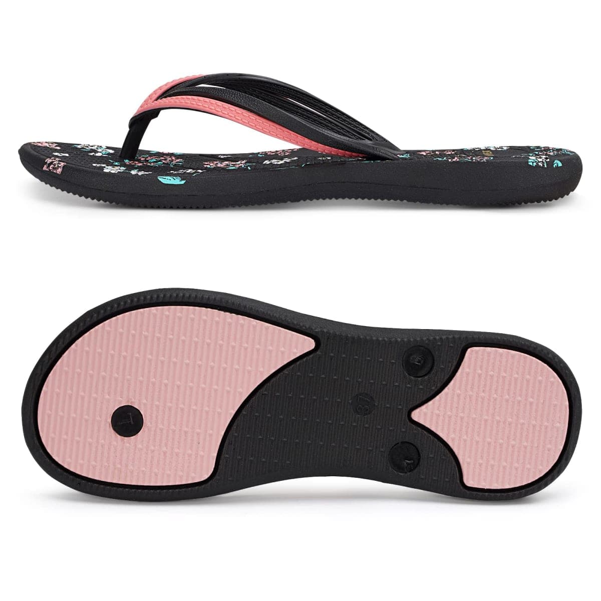 VOVEA Flip Flops For Women Non-Slip Bathroom Shower Shoes Cushion foam Indoor and Outdoor Sandals, Black, 7 thumbnail 5