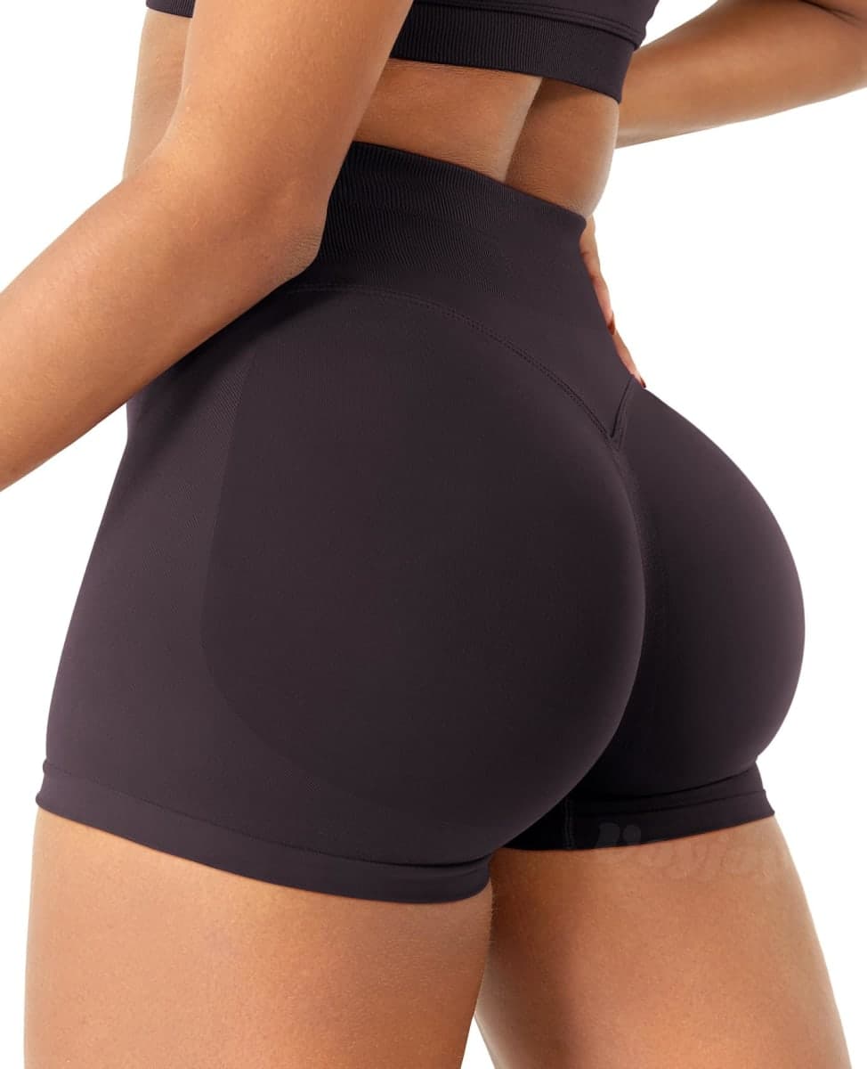 VOYJOY Women Workout Impact Shorts 3.6"/ 4.5"/ 6" Scrunch Butt Lifting Gym Seamless Booty Biker Shorts, Dark Brown, Medium thumbnail 2